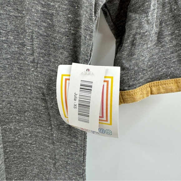 LuLaRoe Julia Midi Dress XS Heathered Grey with Mustard Trim NWT - Picture 4 of 8